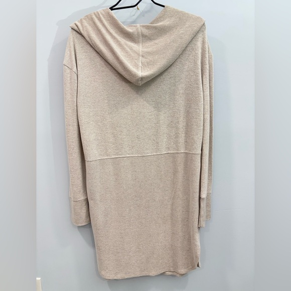 Kings Road Women’s Beige Hooded Cardigan Open Front Lightweight Duster Pockets M - Picture 2 of 9